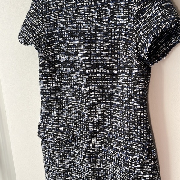 Banana Republic Tweed Shift Dress Midi Fringe Detail Short Sleeve Preppy Size 8 - Picture 5 of 7